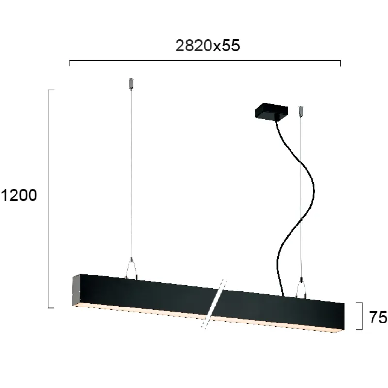 Suspensie Liniara STATION ULTRA 3911-10282-3-B-D1 Viokef LED, Negru, Grecia