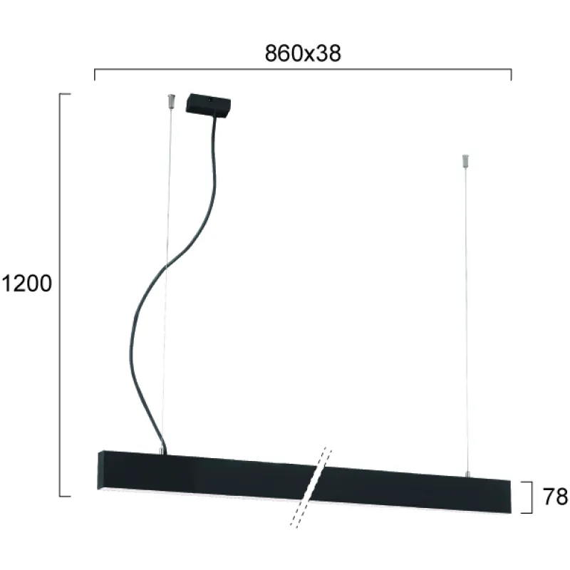 Suspensie Liniara CIBA 3916-00086-3-B-P-D3 Viokef LED, Negru, Grecia