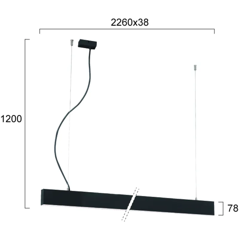 Suspensie Liniara CIBA 3916-00226-3-B-P-D3 Viokef LED, Negru, Grecia
