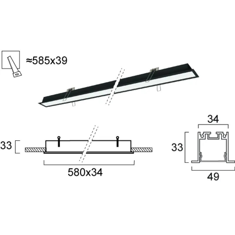 Plafoniera Incastrata SASA 3917-03058-3-B-P-D3 Viokef LED, Negru, Grecia
