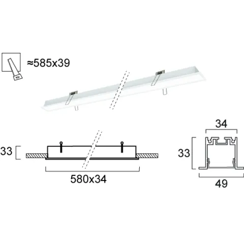 Plafoniera Incastrata SASA 3917-03058-3-W-P-D3 Viokef LED, Alb, Grecia