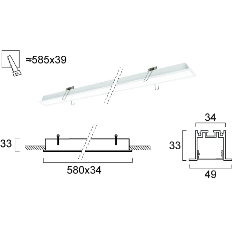 Plafoniera Incastrata SASA 3917-03058-3-W-P-D3 Viokef LED, Alb, Grecia