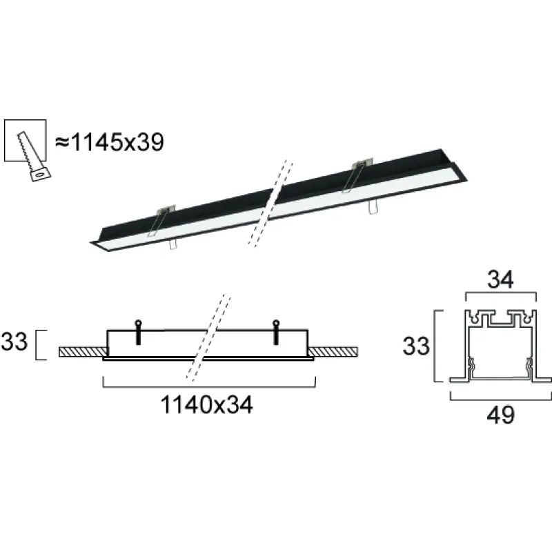 Plafoniera Incastrata SASA 3917-03114-3-B-P-D3 Viokef LED, Negru, Grecia