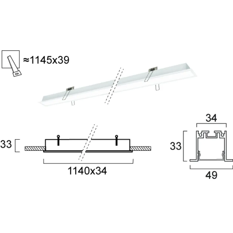Plafoniera Incastrata SASA 3917-03114-3-W-P-D4 Viokef LED, Alb, Grecia