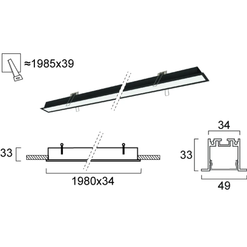 Plafoniera Incastrata SASA 3917-03198-4-B-P-D4 Viokef LED, Negru, Grecia