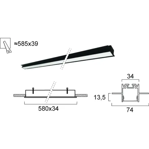 Plafoniera Incastrata SASA 3917-04058-4-B-P-D4 Viokef LED, Negru, Grecia