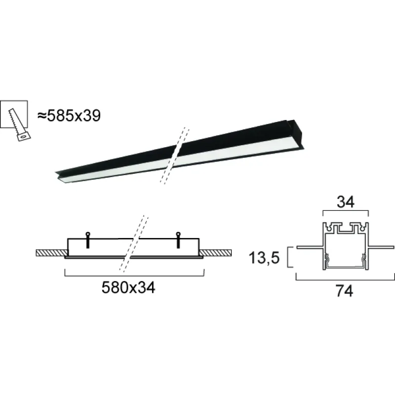 Plafoniera Incastrata SASA 3917-04058-4-B-P-D3 Viokef LED, Negru, Grecia
