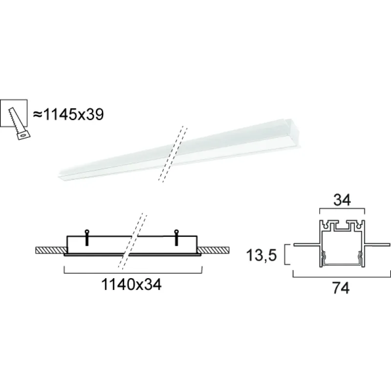 Plafoniera Incastrata SASA 3917-04114-3-W-P-N Viokef LED, Alb, Grecia