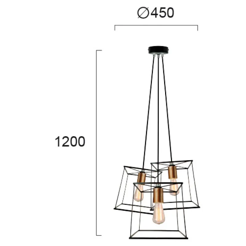 Suspensie AGATHA 4138700 Viokef E27, Negru, Grecia