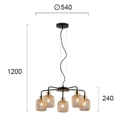 Suspensie LOREN 4165500 Viokef E27, Auriu, Grecia