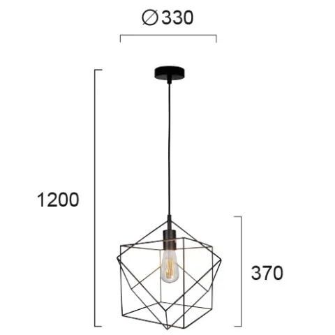 Pendul QUADRO 4193400 Viokef E27, Negru, Grecia