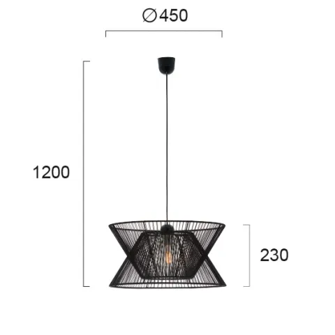 Pendul ARGELA 4203700 Viokef E27, Negru, Grecia