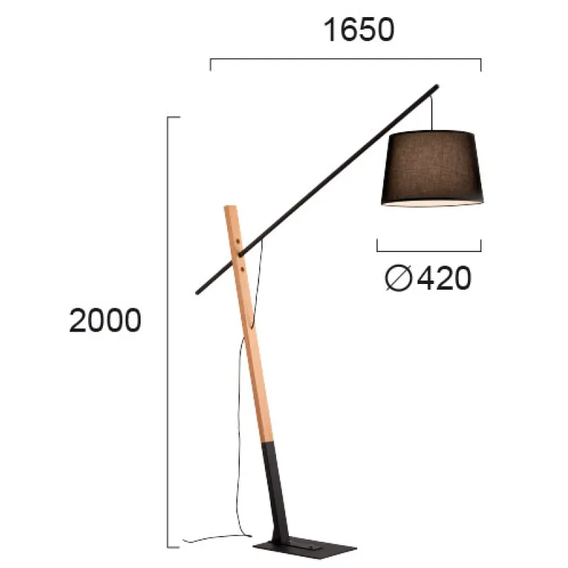 Lampadar CRANE 4204100 Viokef E27, Negru, Grecia