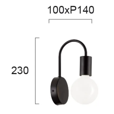 Aplica JANE 4232900 Viokef E27, Negru, Grecia