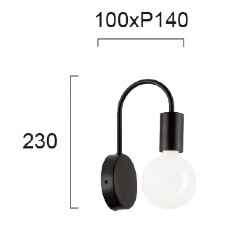 Aplica JANE 4232900 Viokef E27, Negru, Grecia