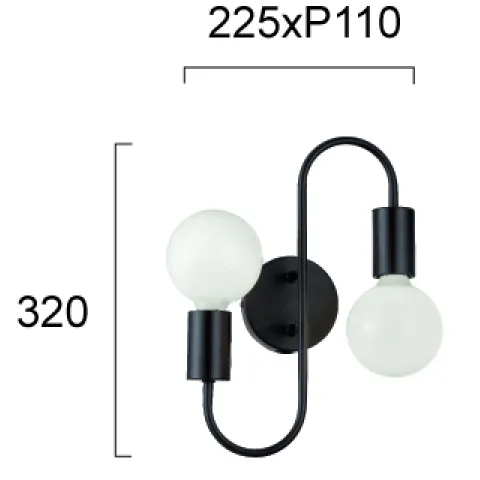 Aplica JANE 4233000 Viokef E27, Negru, Grecia