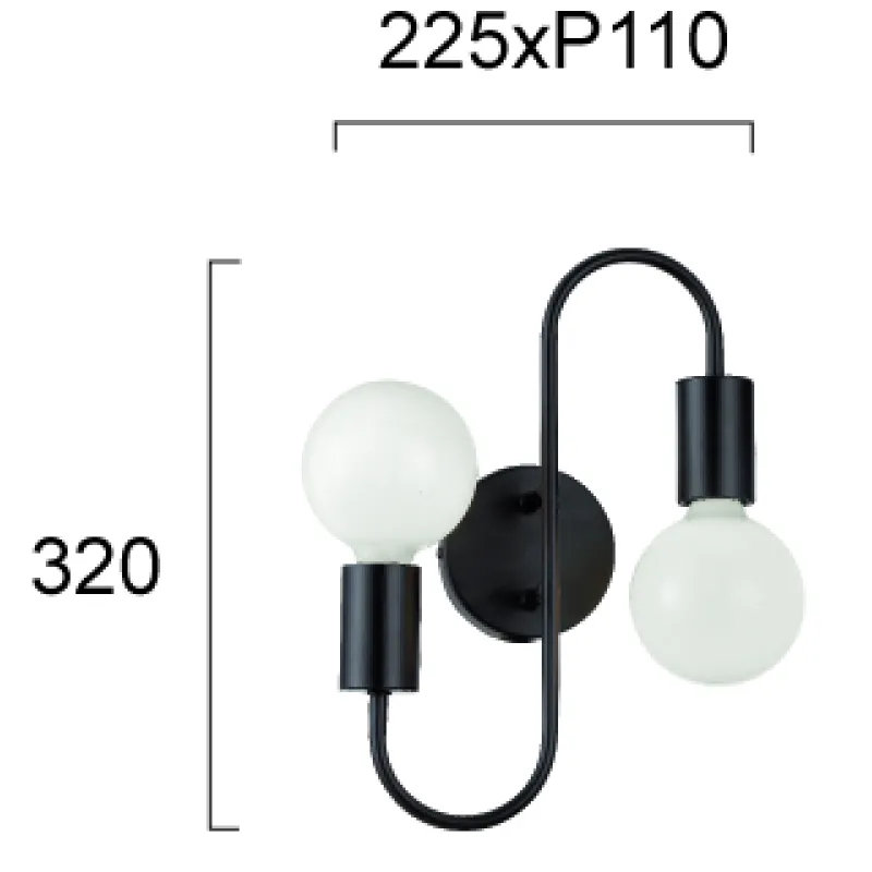 Aplica JANE 4233000 Viokef E27, Negru, Grecia