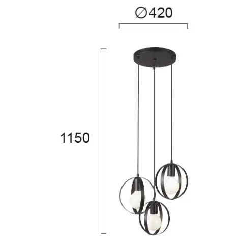 Suspensie MALOU 4233800 Viokef E27, Negru, Grecia