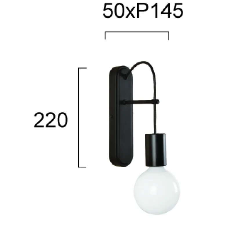 Aplica GLORIA 4234100 Viokef E27, Negru, Grecia