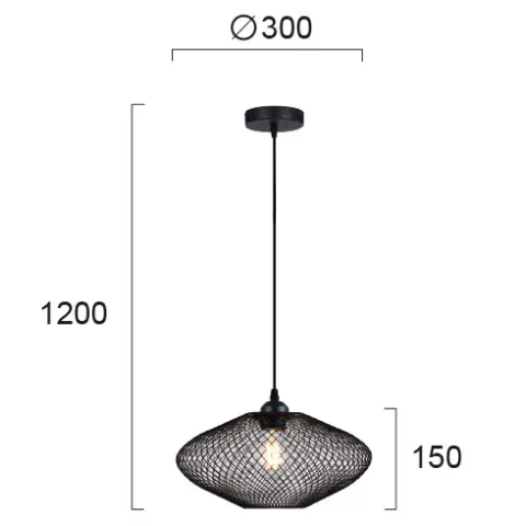 Pendul ELECTRA 4251500 Viokef E27, Negru, Grecia
