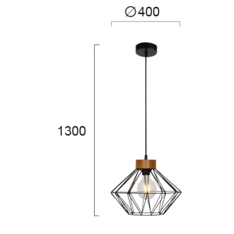 Pendul VEGA 4254100 Viokef E27, Negru, Grecia