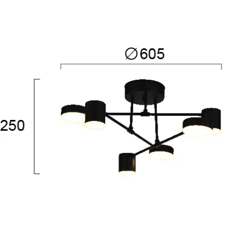 Lustra Plafon UNO 4268200 Viokef LED, Negru, Grecia