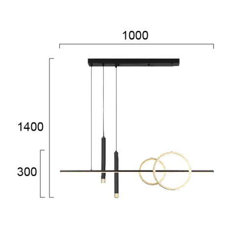 Suspensie COMBO 4270600 Viokef LED, Negru, Grecia