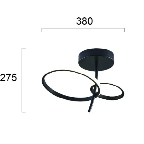 Lustra Plafon DOUBLE 4275900 Viokef LED, Negru, Grecia