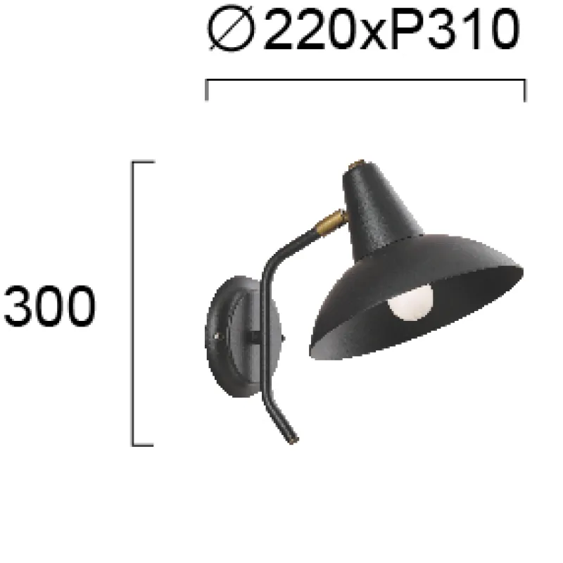 Aplica JAMES 4284000 Viokef E27, Negru, Grecia