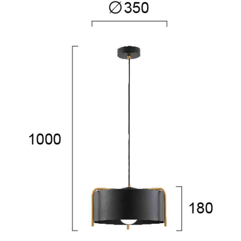 Pendul SEVENTY S 4284100 Viokef E27, Negru, Grecia