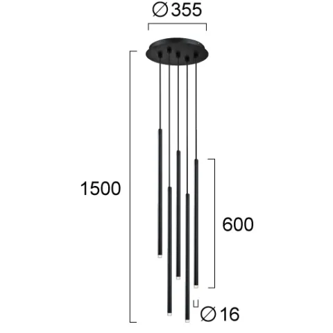 Suspensie ZENIA 4291200 Viokef LED, Negru, Grecia