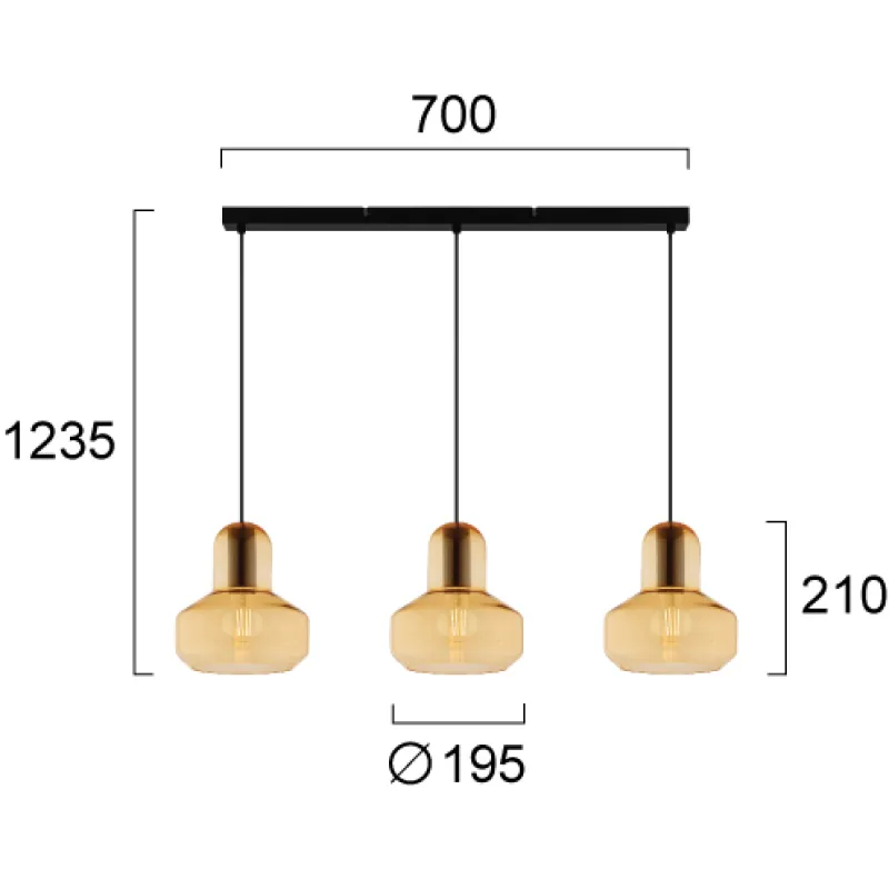 Suspensie MANDY 4295900 Viokef E27, Amber, Grecia