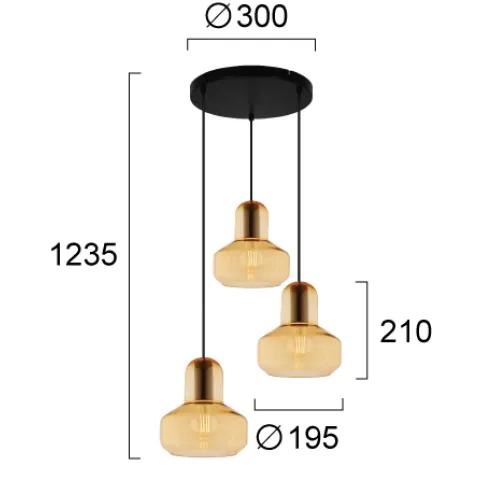 Suspensie MANDY 4296000 Viokef E27, Amber, Grecia