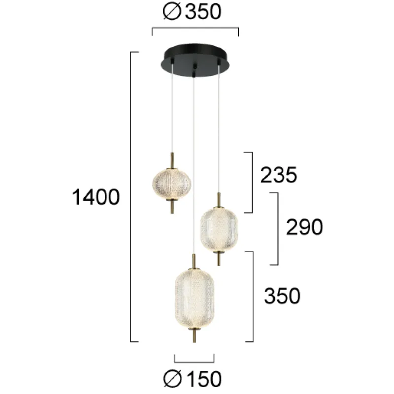 Suspensie PELLUCID 4297700 Viokef LED, Grecia