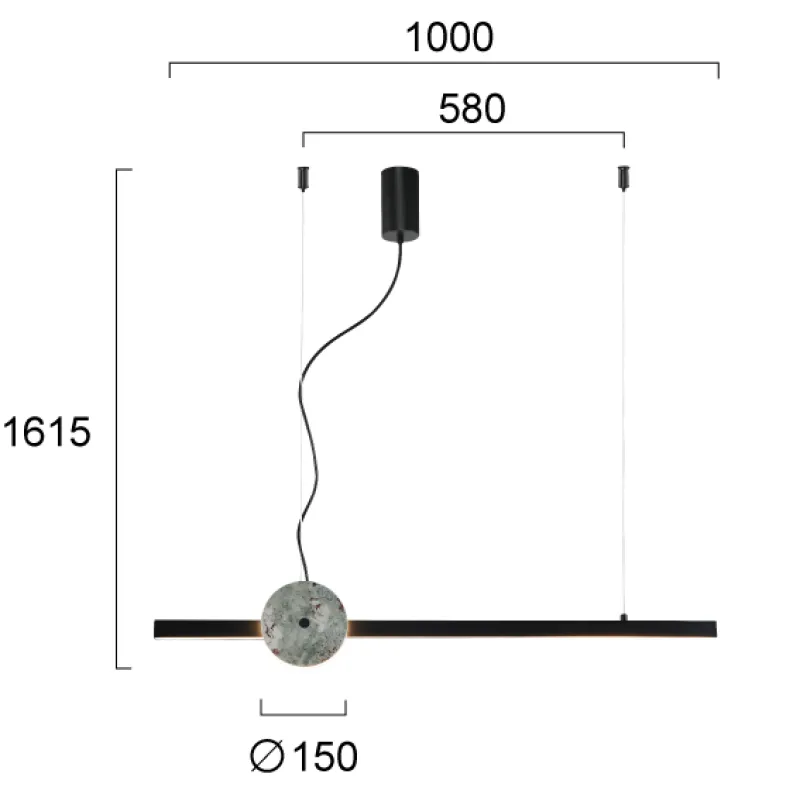 Suspensie ANAIS 4300900 Viokef LED, Negru, Grecia