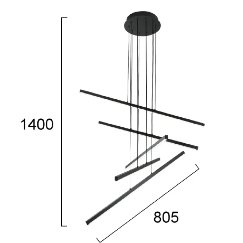 Suspensie RAY 4301400 Viokef LED, Negru, Grecia