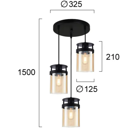 Suspensie BETTY 4305000 Viokef E27, Amber, Grecia