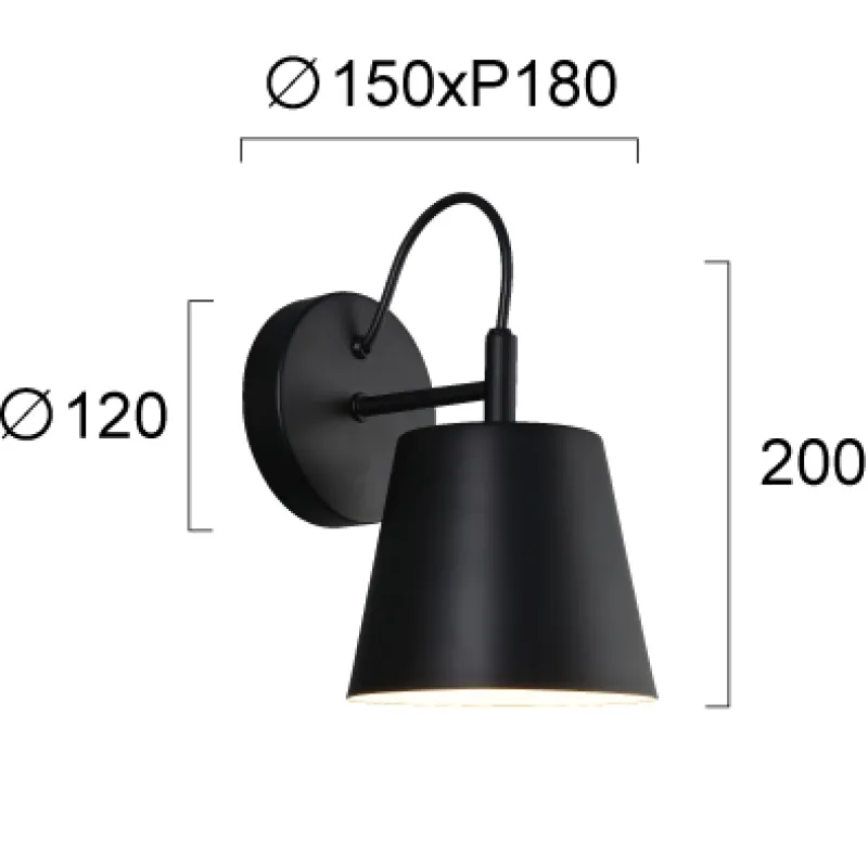 Aplica SENIK 4305100 Viokef E27, Negru, Grecia