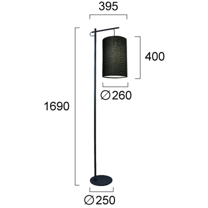 Lampadar KEALIA 4308400 Viokef E27, Negru, Grecia