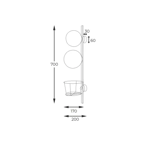 Aplica PLANT 5002 Zumaline E27, Negru, Polonia