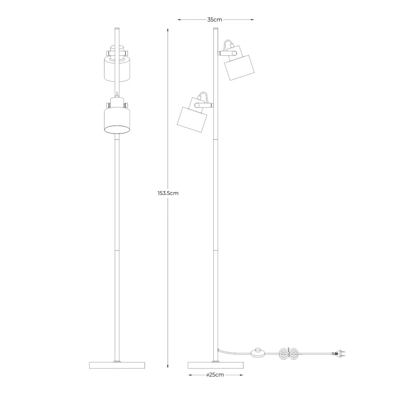 Lampadar DRACO A4022A-MBK Zumaline E27, Negru, Polonia