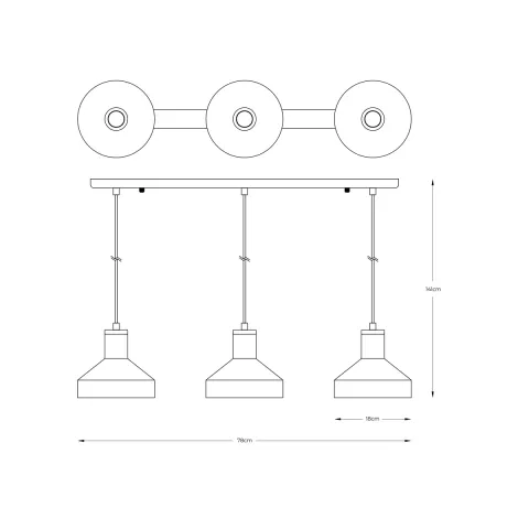 Suspensie SIGMA A8016S-3A Zumaline E27, Negru, Polonia
