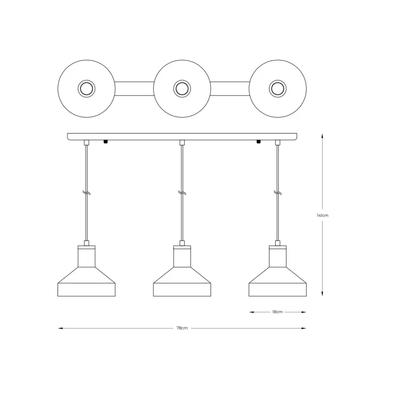 Suspensie SIGMA A8016S-3A Zumaline E27, Negru, Polonia