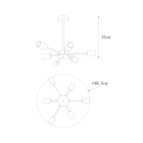 Suspensie MANDI A8100-6 Zumaline E27, Negru, Polonia