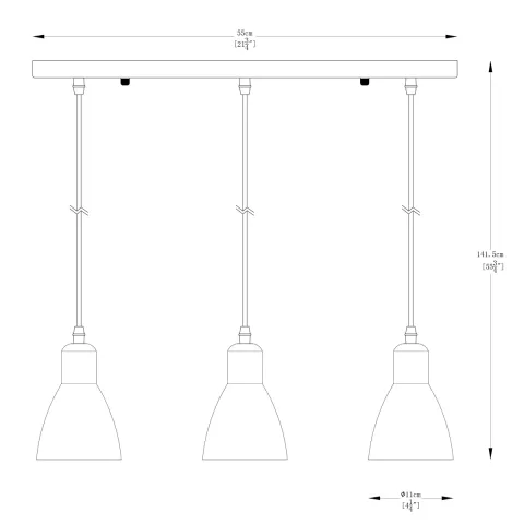 Suspensie MORA A8102-3A Zumaline E27, Negru, Polonia