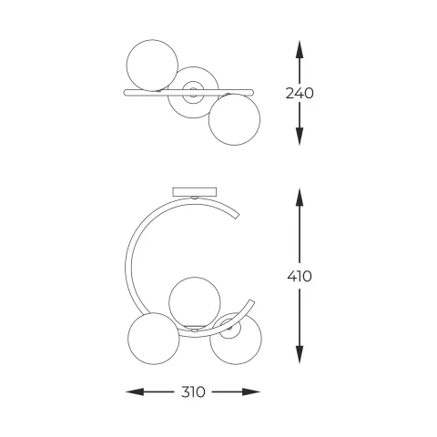 Lustra Plafon MOLECULE C0454-03Q-F7AA Zumaline G9, Auriu, Polonia