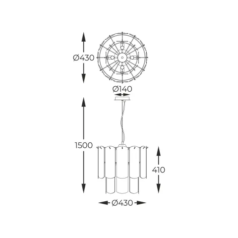 Pendul NIRA MD3523-8M-EGN Zumaline E14, Auriu, Polonia