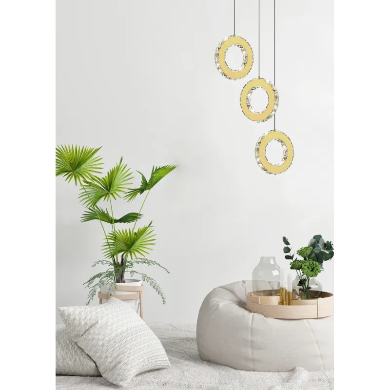 Pendul GIRONA MD3713-1-3GT Zumaline LED, Auriu, Polonia