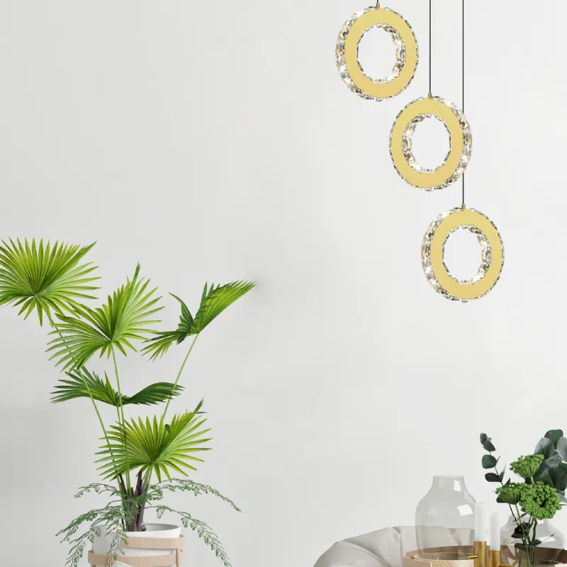 Pendul GIRONA MD3713-1-3GT Zumaline LED, Auriu, Polonia