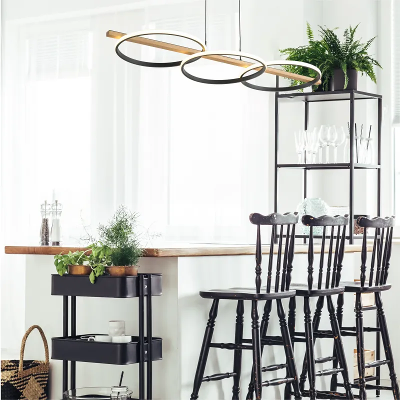 Suspensie ALMERIA MD3913-3-3BWLT Zumaline LED, Negru, Polonia